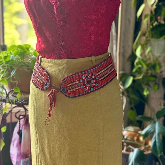 1960’s Vintage Int Ladies Union Made Yellow Tweed Pencil Skirt, High Waisted - Picture 5 of 8